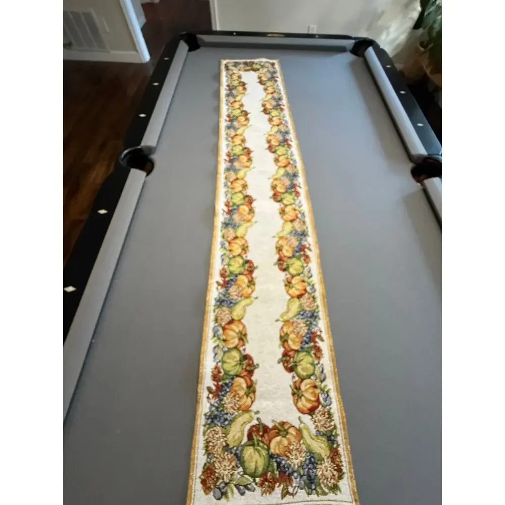 Fall Harvest Pumpkin Table Runner Tapestry Autumn Thanksgiving Table Decor 13x70